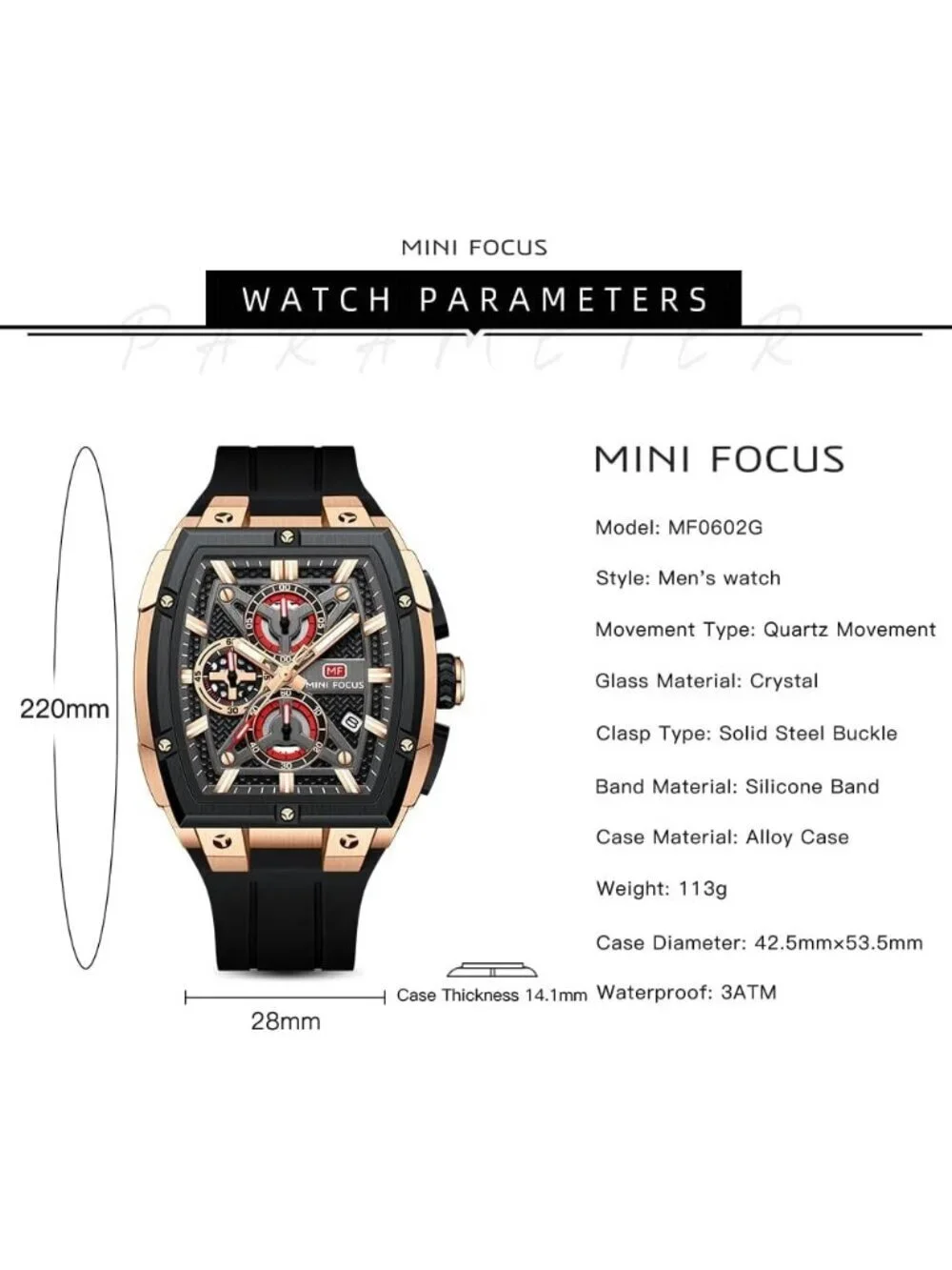 Men's Black Golden Analog Wrist Skeleton Tonneau Chronograph Enthusiasts Watch